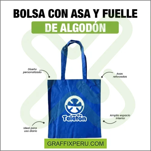 BOLSA DE ALGODON CON ASA Y FUELLE - Foto 3