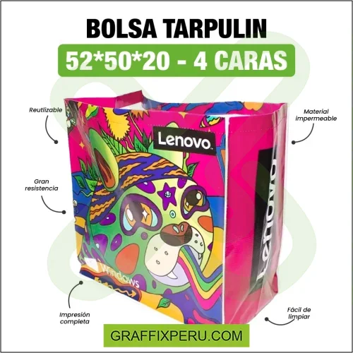 bolsa tarpulin (mercado) 52*50*20 impresión 4 caras - Foto 3