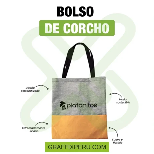 BOLSO POLIESTER CON BASE DE CORCHO - Foto 3