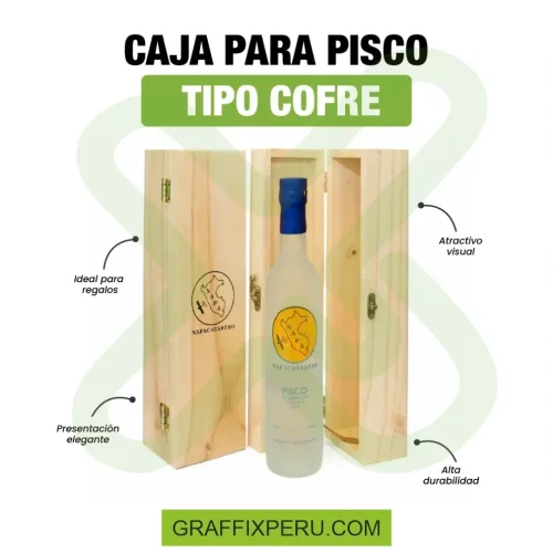 caja de madera con pisco personalizado 500ml - Foto 3