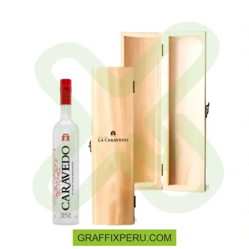 caja de madera con pisco personalizado 500ml - Foto 1