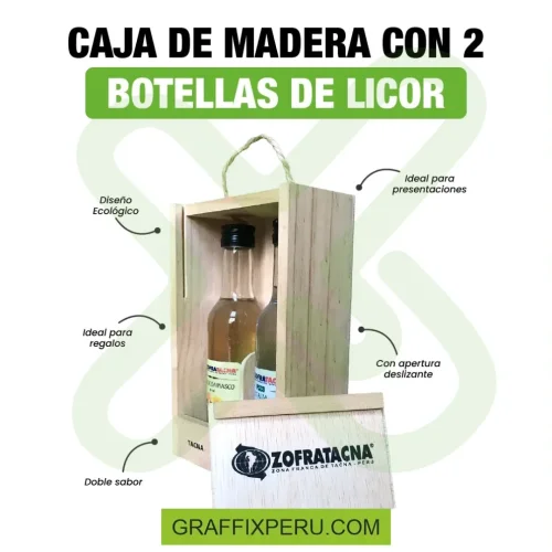 caja de madera con 2 botella de pisco personalizado de 330ML - Foto 3