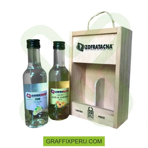 caja de madera con 2 botella de pisco personalizado de 330ML - Foto 2