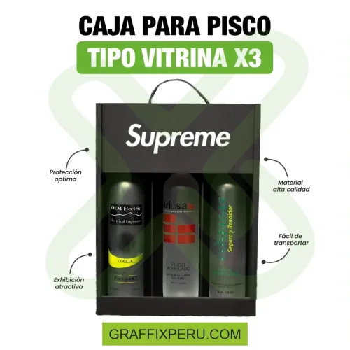 CAJA PARA PISCO TIPO VITRINA 3 BOTELLAS - Foto 3