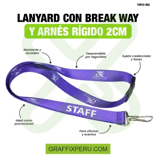 lanyard con mosqueton rigido y break way 2cm - Foto 1