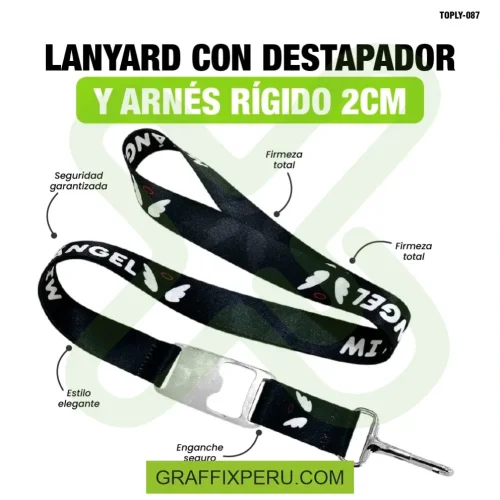 lanyard con destapador y mosqueton rigido 2cm - Foto 1