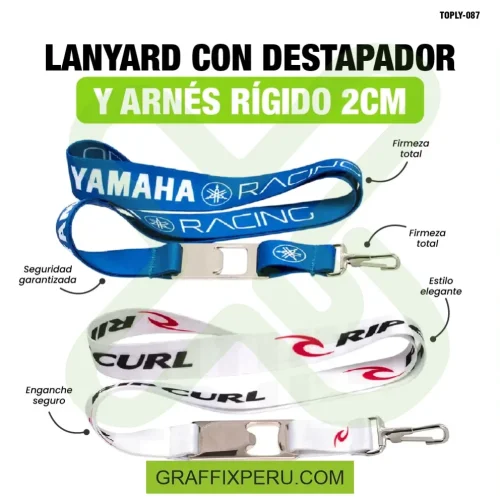 lanyard con destapador y mosqueton rigido 2cm - Foto 2