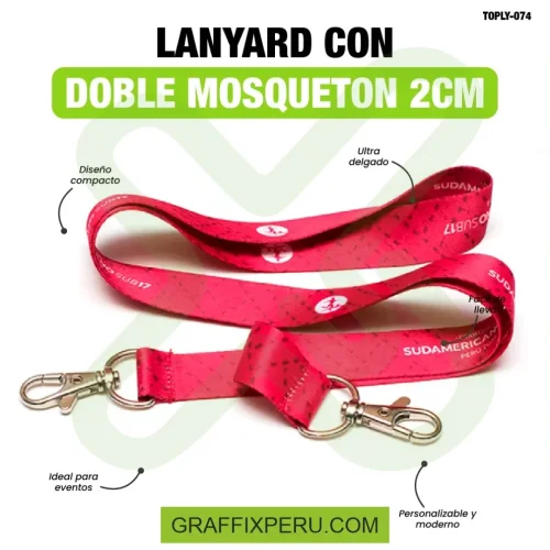 lanyard con mosqueton giratorio doble 2cm - Foto 2