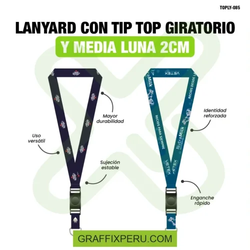 lanyard con tip top giratorio y media luna 2cm - Foto 2