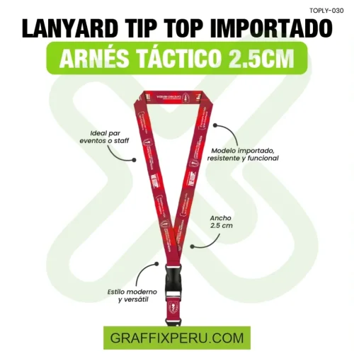 lanyard con tip top plano importado y arnes tactico 2.5cm - Foto 1
