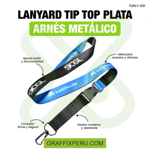 LANYARD CON TIP TOP PLATA CON ARNES PLATA - Foto 2