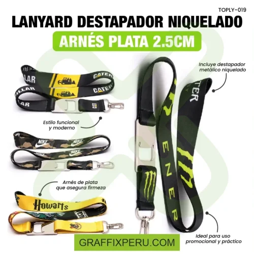 lanyard con destapador y arnes plata 2.5cm - Foto 3