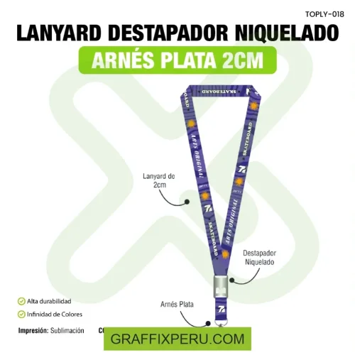 lanyard con destapador y arnes plata 2cm - Foto 3