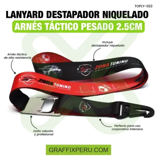 lanyard con destapador y arnes tactico 2.5cm - Foto 4