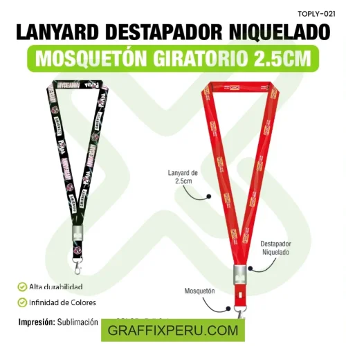 lanyard con destapador con mosqueton giratorio y palanca 2,5cm - Foto 2