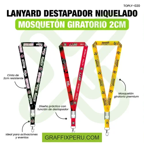 lanyard con destapador con mosqueton giratorio y palanca 2cm - Foto 2
