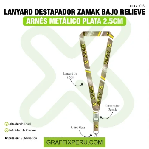 lanyard destapador zamak con arnes plata o negro 2.5cm - Foto 4