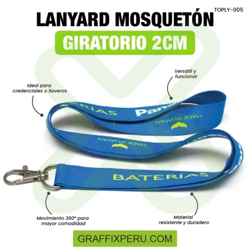 lanyard con mosqueton giratorio con palanca 2cm - Foto 2
