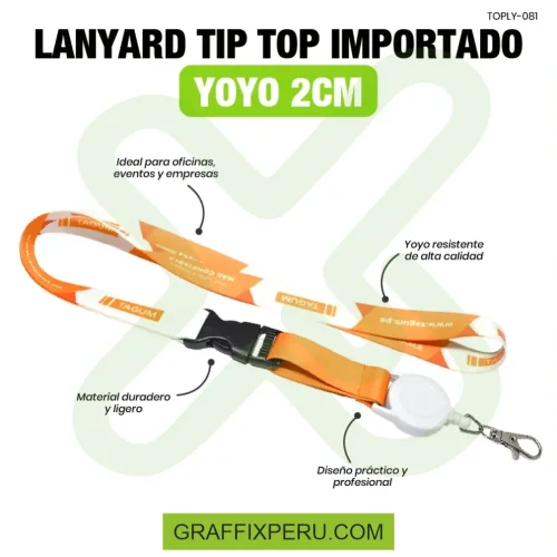 lanyard con tip top plano importado y yoyo 2cm - Foto 1