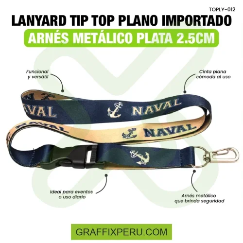 lanyard con tip top plano importado y arnes plata 2.5cm - Foto 6