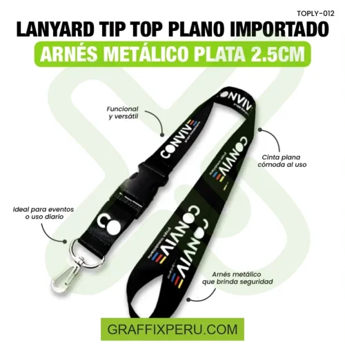 lanyard con tip top plano importado y arnes plata 2.5cm - Foto 5