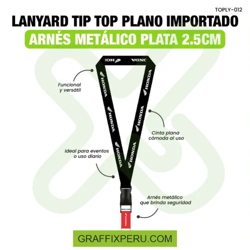lanyard con tip top plano importado y arnes plata 2.5cm - Foto 3