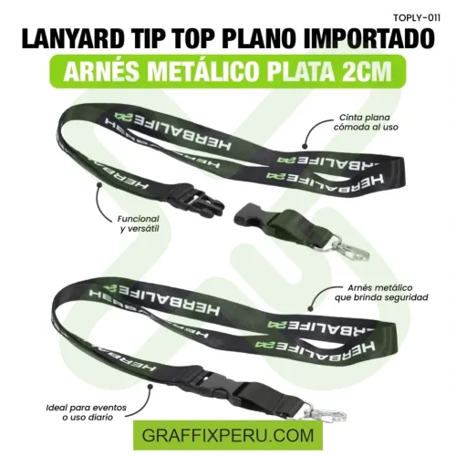 Lanyard con tip top plano importado y arnes plata 2cm - Foto 5