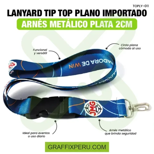 Lanyard con tip top plano importado y arnes plata 2cm - Foto 4
