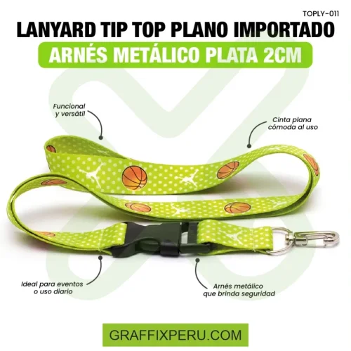 Lanyard con tip top plano importado y arnes plata 2cm - Foto 2