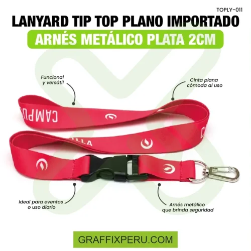 Lanyard con tip top plano importado y arnes plata 2cm - Foto 1