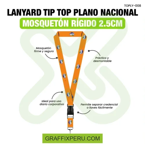 lanyard con tip top plano nacional y mosqueton rigido 2.5cm - Foto 3