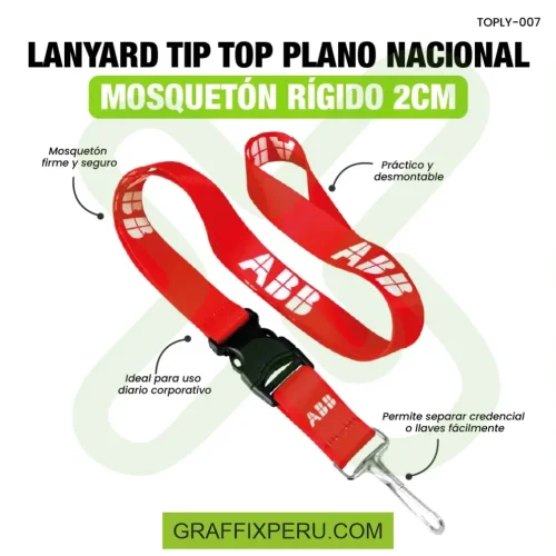lanyard con tip top plano nacional y mosqueton rigido 2cm - Foto 4