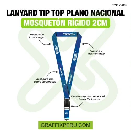 lanyard con tip top plano nacional y mosqueton rigido 2cm - Foto 3