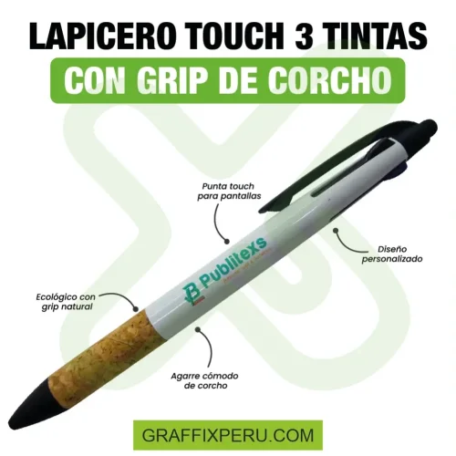 LAPICERO TOUCH 3 TINTAS CON GRIP DE CORCHO - Foto 1