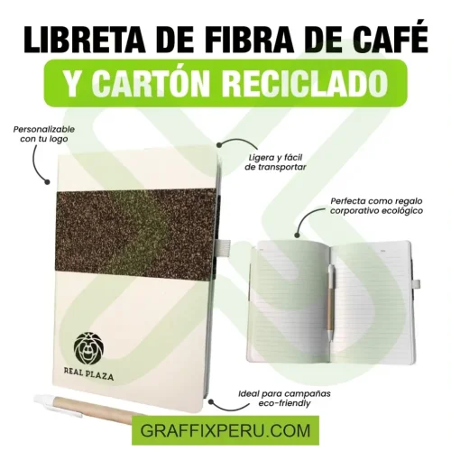 LIBRETA DE FIBRA DE CAFÉ Y CARTÓN RECICLADO - Foto 1