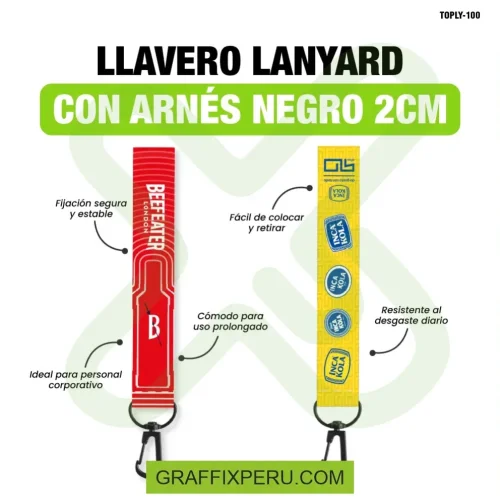 llavero lanyard con arnes negro 2cm - Foto 1