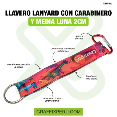 llavero lanyard con carabiner y media luna 2cm - Foto 1