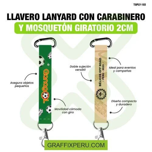 llavero lanyard con carabiner y mosqueton giratorio con palanca 2cm - Foto 1
