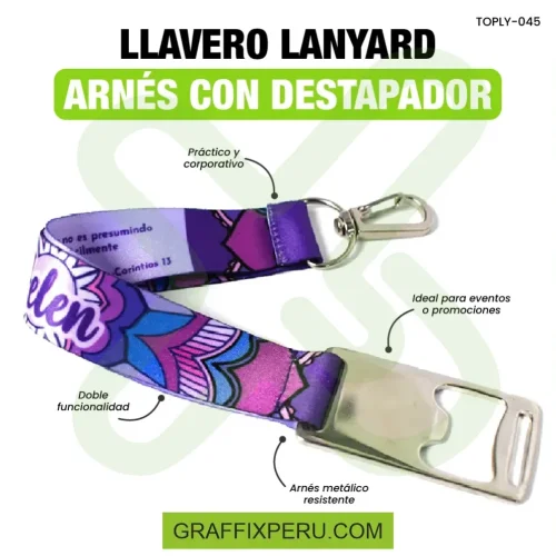 llavero lanyard con destapador y arnes plata 2.5cm - Foto 3