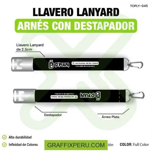 llavero lanyard con destapador y arnes plata 2.5cm - Foto 2