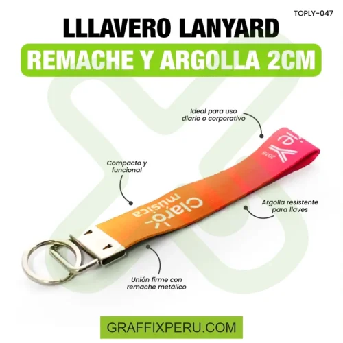 LLAVERO LANYARD REMACHE CON ARGOLLA 2 CM - Foto 1