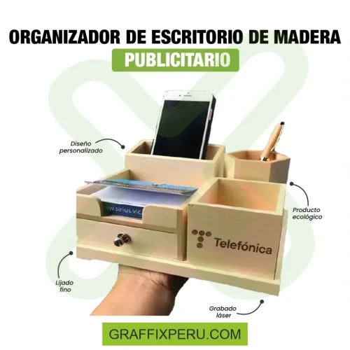 organizador de escritorio de madera - Foto 3
