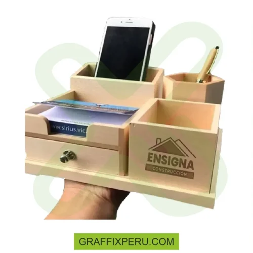 organizador de escritorio de madera - Foto 2