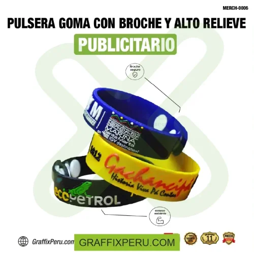 pulsera de goma con broche impresión alto relieve - Foto 2
