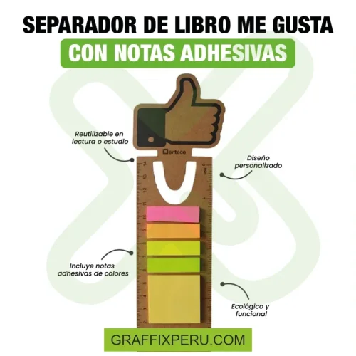 SEPARADOR DE LIBRO ME GUSTA CON NOTAS ADHESIVAS - Foto 1