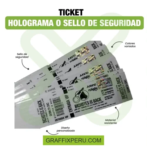 TICKET CON HOLOGRABA O SELLO DE SEGURIDAD - Foto 1