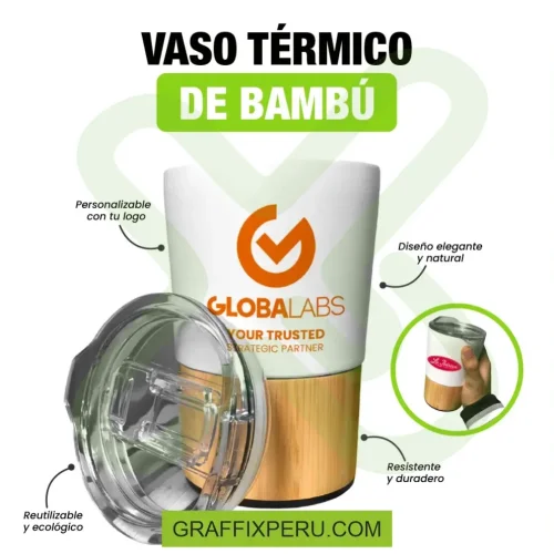 VASO TÉRMICO DE ACERO Y BAMBÚ - Foto 3