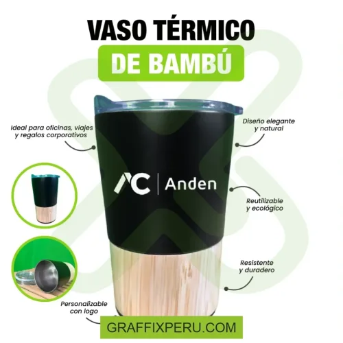 VASO TÉRMICO DE ACERO Y BAMBÚ - Foto 2