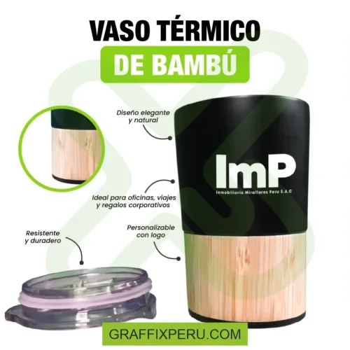 VASO TÉRMICO DE ACERO Y BAMBÚ - Foto 1